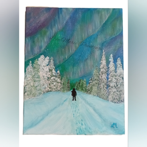 Handmade Other - Aurora Borealis Canvas Painting